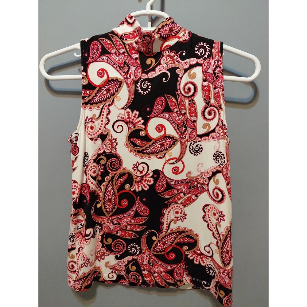 Chicos Blouse Womens 1 Paisley Print Sleeveless NWOT Office Beachy Festival